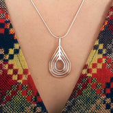 Statement pendant copper silver necklace